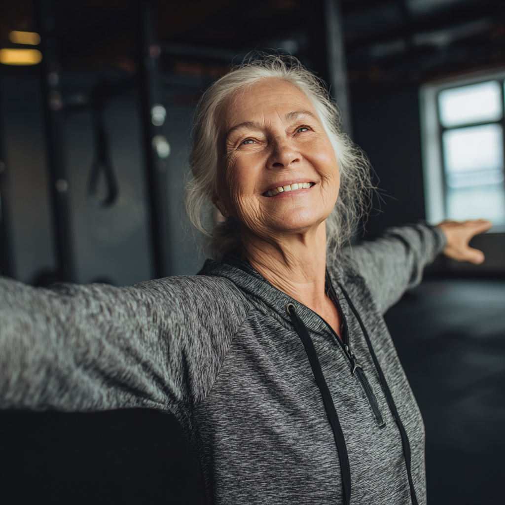 Активна людина похилого віку європейської зовнішності виконує вправи для зміцнення суглобів на свіжому повітрі, демонструючи природний підхід до підтримки здоров'я опорно-рухового апарату